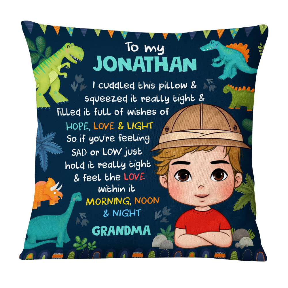Personalized Gift For Grandson To My Grandson Dinosaur Theme Kid Pillow 30690 Primary Mockup