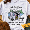 Personalized Camping Girl & Her Dog White T Shirt JN156 81O61 1
