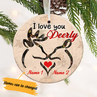 Personalized Hunting Couple I Love You Deerly Ceramic Circle Ornament DB12 95O57 thumb 1