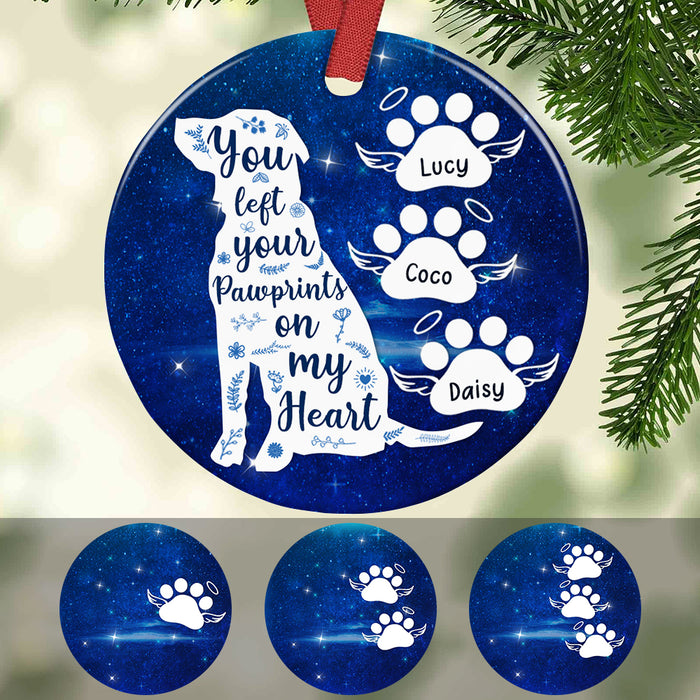Personalized Pawprints In Heart Dog Memorial  Ornament OB203 65O57 1