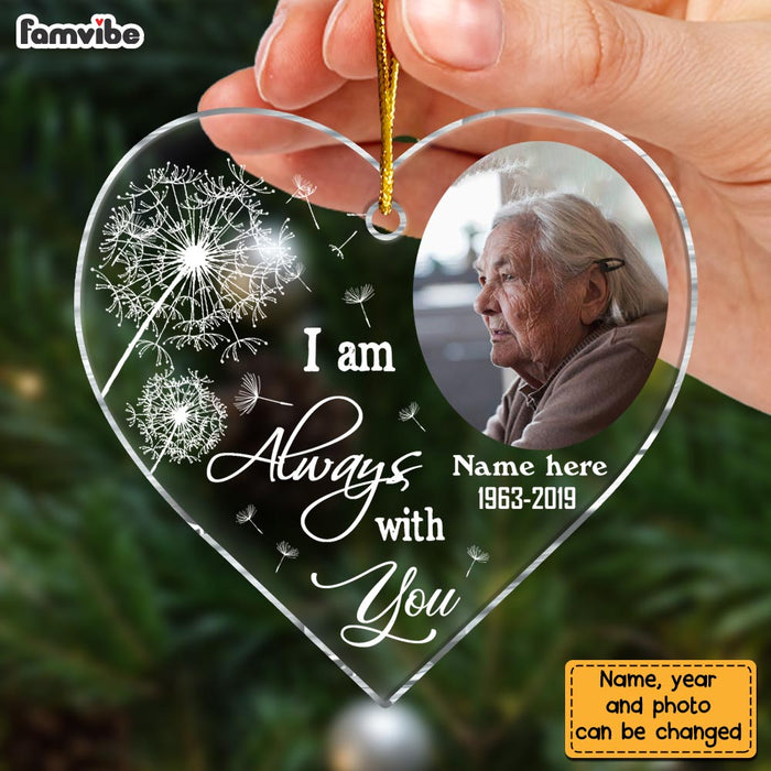 Personalized Memorial Dandelion Upload Photo Heart Ornament 30025 1