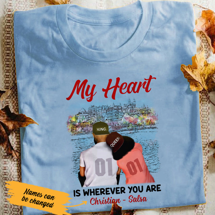 Personalized BWA Couple My Heart Is Wherever You Are T Shirt AG262 73O47 1