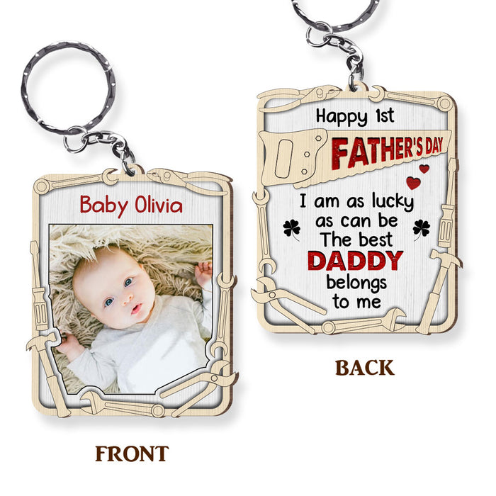 Personalized Gift for New Dad Wood Keychain 25284 1