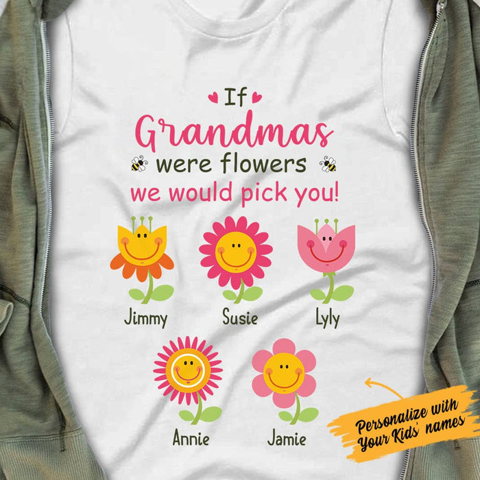 Personalized Grandma Flower White T Shirt JN182 95O47 1