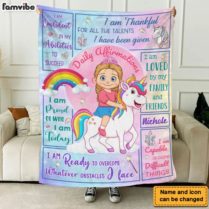 Personalized Gift For Granddaughter Inspirational Unicorn Affirmation Blanket 31404 1
