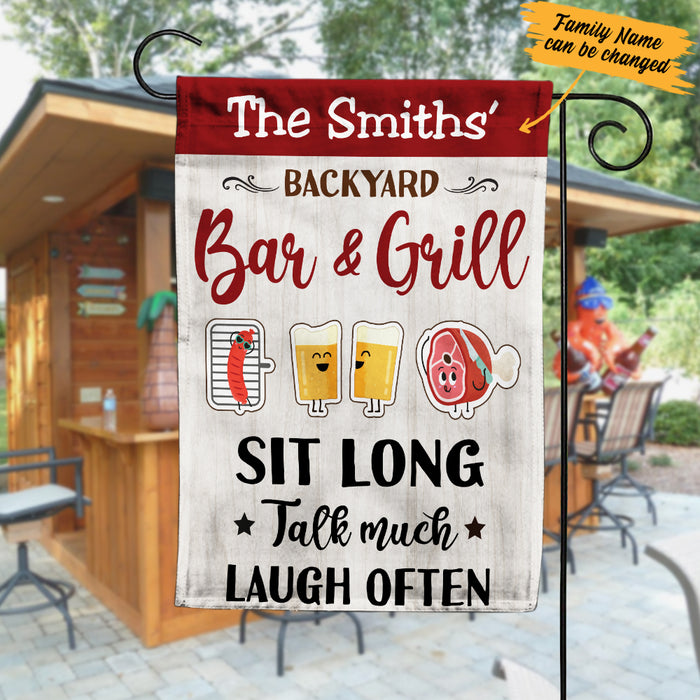 Personalized Backyard Bar And Grill Gardening Flag AG123 65O57 1