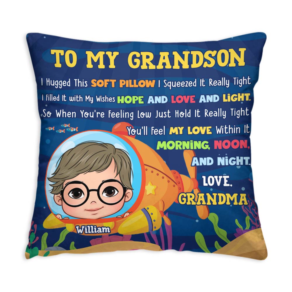 Personalized Gift For Grandson To My Grandson Submarine Ocean Theme Pillow 30858 Primary Mockup