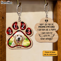Personalized Dog Mom Don't Cry For Me Memorial Photo Wood Keychain 22824 thumb 1