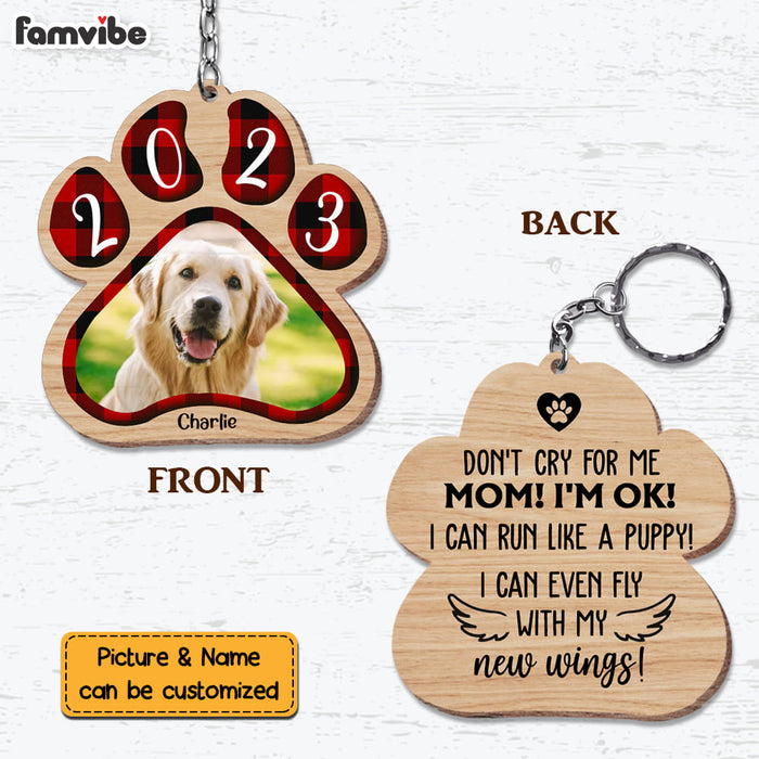 Personalized Dog Mom Don't Cry For Me Memorial Photo Wood Keychain 22824 1