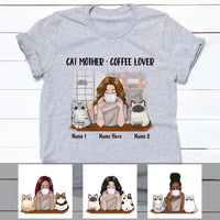 Personalized Coffee Lover Cat Mom T Shirt JR251 65O57 thumb 1