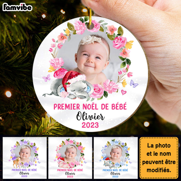Personalized Gift For Grandkids Baby First French Circle Ornament 30132 1