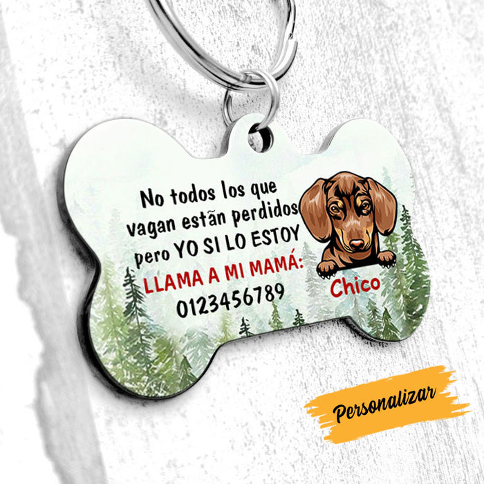 Personalized Dog Lost Wander Spanish Perro Bone Pet Tag AP151 81O58 1