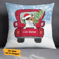 Personalized Cat Red Truck Christmas Pillow OB202 81O34 thumb 1