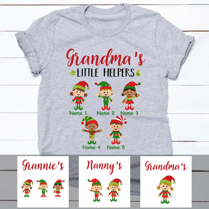 Personalized Grandma Little Helpers Christmas T Shirt OB61 85O34 1