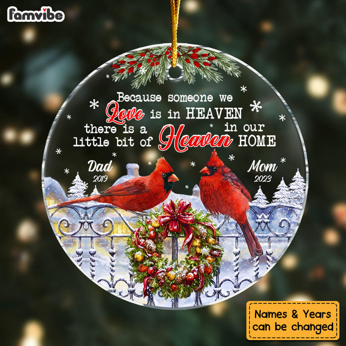 Personalized Memorial Cardinal A Little Bit Of Heaven In Our Home Circle Ornament 30013 1
