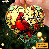 Personalized Memorial Cardinal Stained Glass Custom Name Heart Ornament 30015 thumb 1