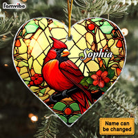 Personalized Memorial Cardinal Stained Glass Custom Name Heart Ornament 30015 thumb 1