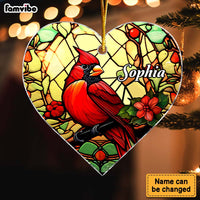 Personalized Memorial Cardinal Stained Glass Custom Name Heart Ornament 30015 thumb 1
