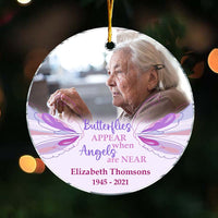 Personalized Photo Christmas Memorial Butterfly Circle Ornament 30016 thumb 1