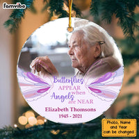 Personalized Photo Christmas Memorial Butterfly Circle Ornament 30016 thumb 1