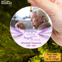 Personalized Photo Christmas Memorial Butterfly Circle Ornament 30016 thumb 1