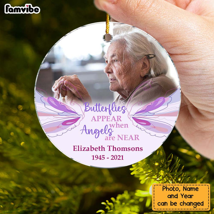 Personalized Photo Christmas Memorial Butterfly Circle Ornament 30016 1