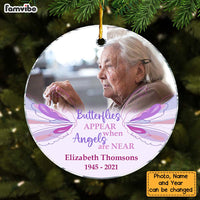Personalized Photo Christmas Memorial Butterfly Circle Ornament 30016 thumb 1