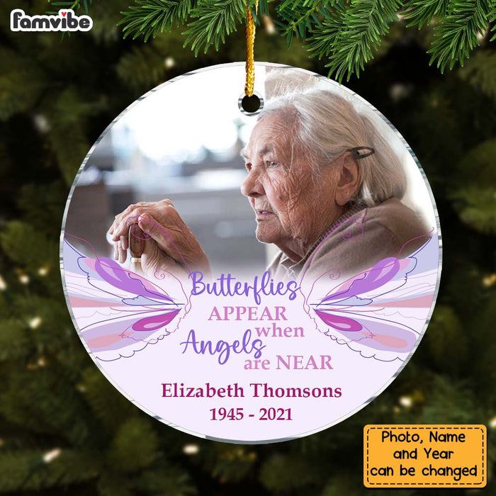 Personalized Photo Christmas Memorial Butterfly Circle Ornament 30016 1