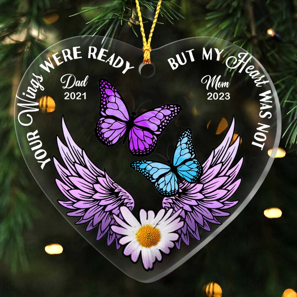 Personalized Memorial Butterfly Heart Ornament 30021 Primary Mockup