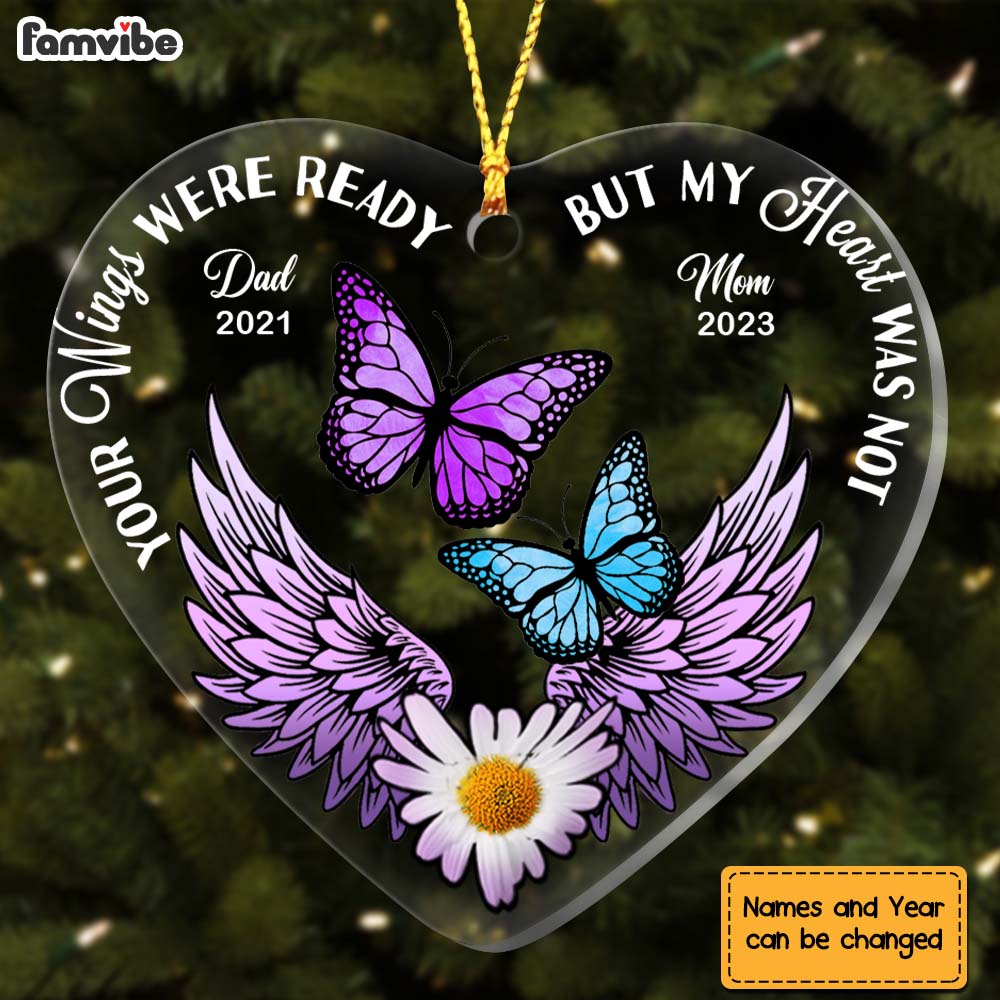 Personalized Memorial Butterfly Heart Ornament 30021 Primary Mockup