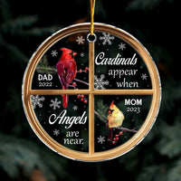 Personalized Memorial Cardinal Angels Are Near Circle Ornament 30037 thumb 1