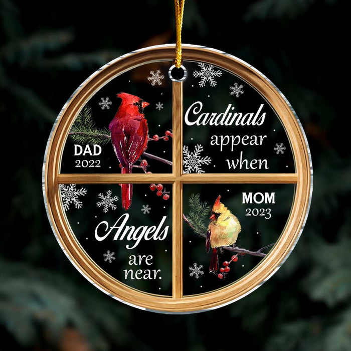 Personalized Memorial Cardinal Angels Are Near Circle Ornament 30037 1