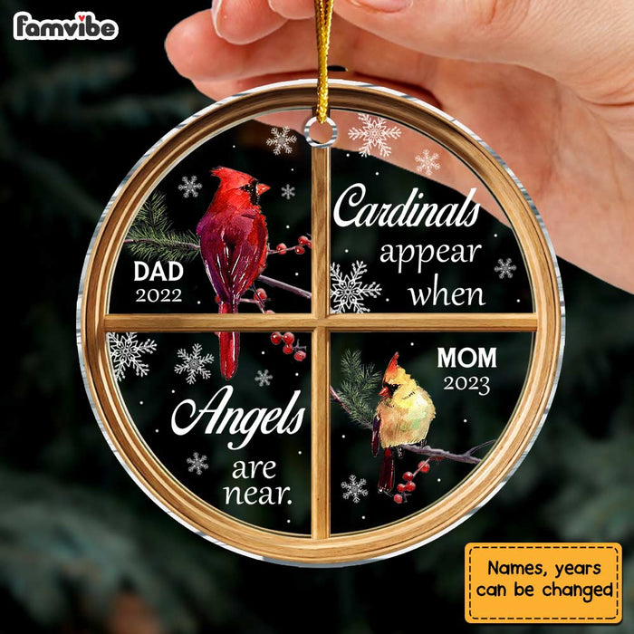 Personalized Memorial Cardinal Angels Are Near Circle Ornament 30037 1