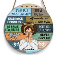 Personalized Inspirational Gift For Daughter Pursue Passion Round Wood Sign 30039 thumb 1