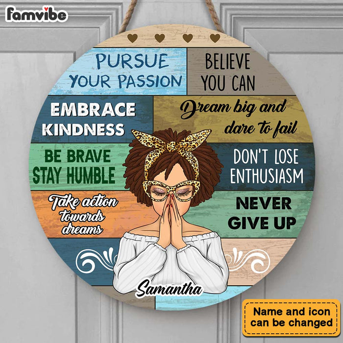 Personalized Inspirational Gift For Daughter Pursue Passion Round Wood Sign 30039 1