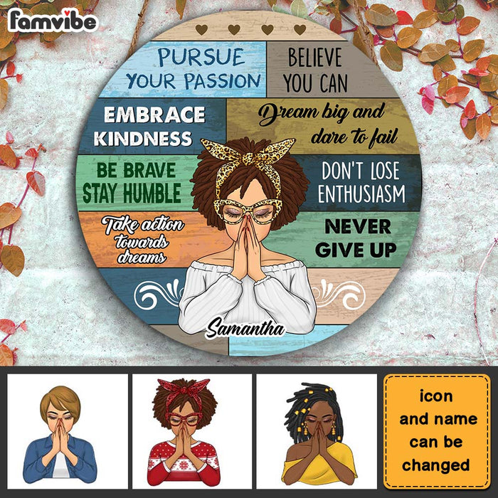 Personalized Inspirational Gift For Daughter Pursue Passion Round Wood Sign 30039 1