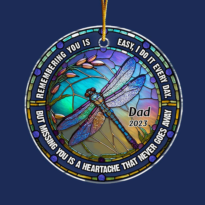 Personalized Memorial Dragonfly Remembering You Circle Ornament 30051 1