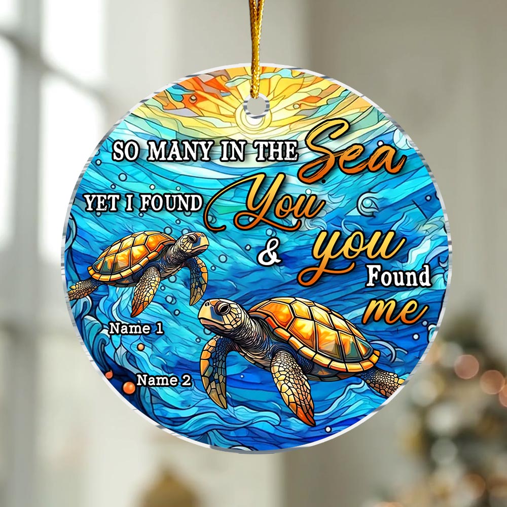 Personalized Gift For Couple Turtle I Found You Circle Ornament 30052 Primary Mockup