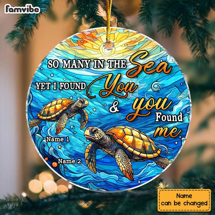 Personalized Gift For Couple Turtle I Found You Circle Ornament 30052 1
