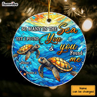 Personalized Gift For Couple Turtle I Found You Circle Ornament 30052 thumb 1