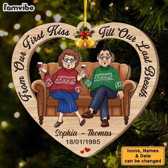 Personalized Gift For Old Couple From Our First Kiss Ornament 30067 1