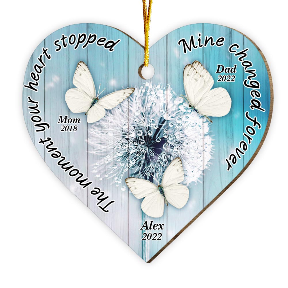 Personalized Memorial Dandelion Gift Butterfly Heart Ornament 30081 Primary Mockup