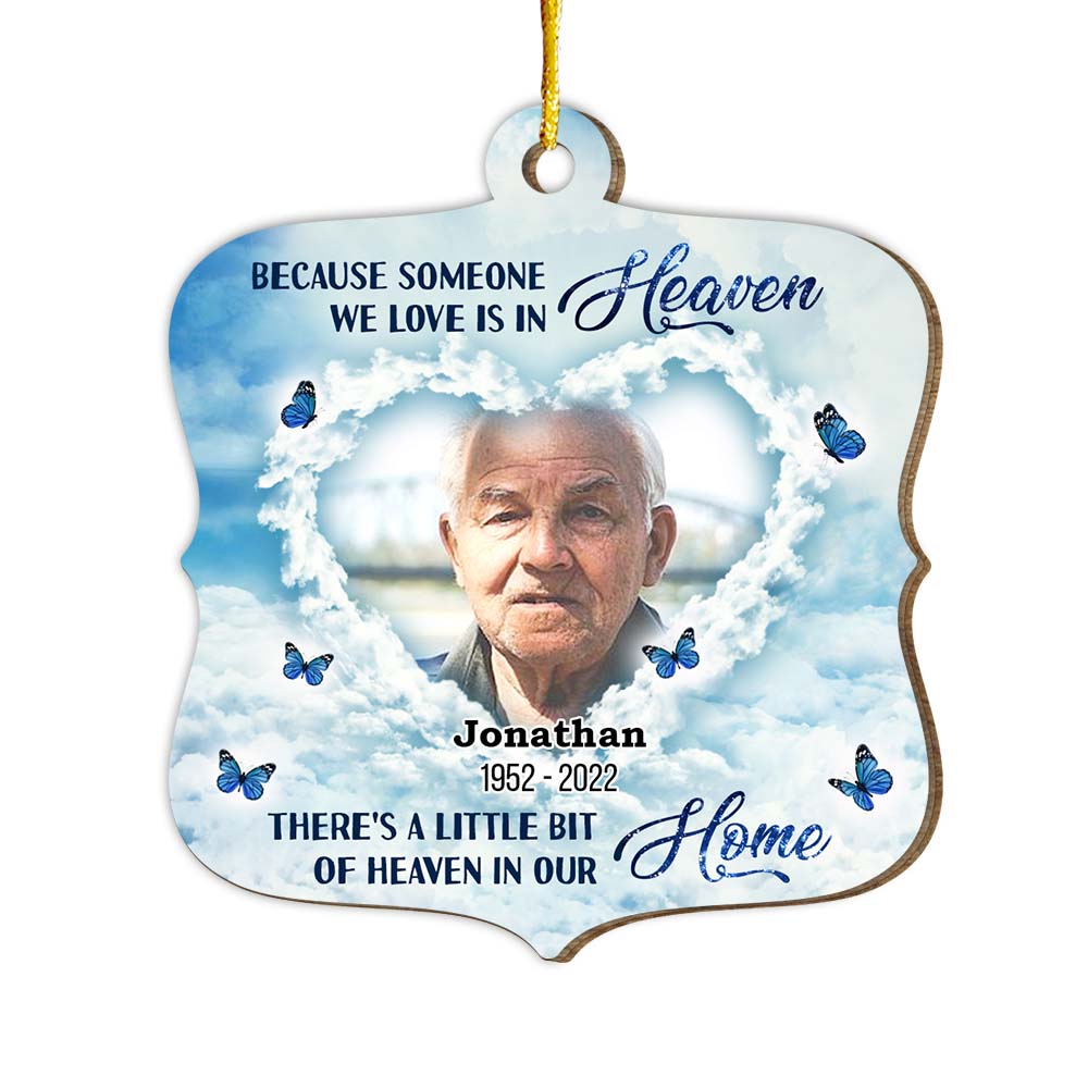 Personalized Memorial Butterfly There's A Little Bit Of Heaven In Our Home Ornament 30087 Primary Mockup