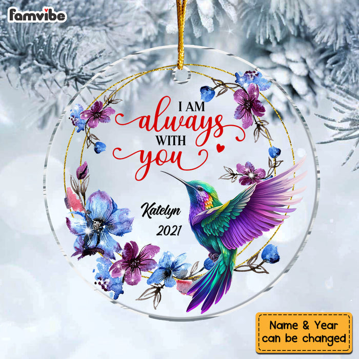 Personalized Gift Memorial Hummingbird Always With You Circle Ornament 30092 1