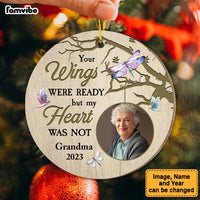 Personalized Memorial Dragonfly Your Wings Were Ready But My Heart Was Not Circle Ornament 30094 thumb 1