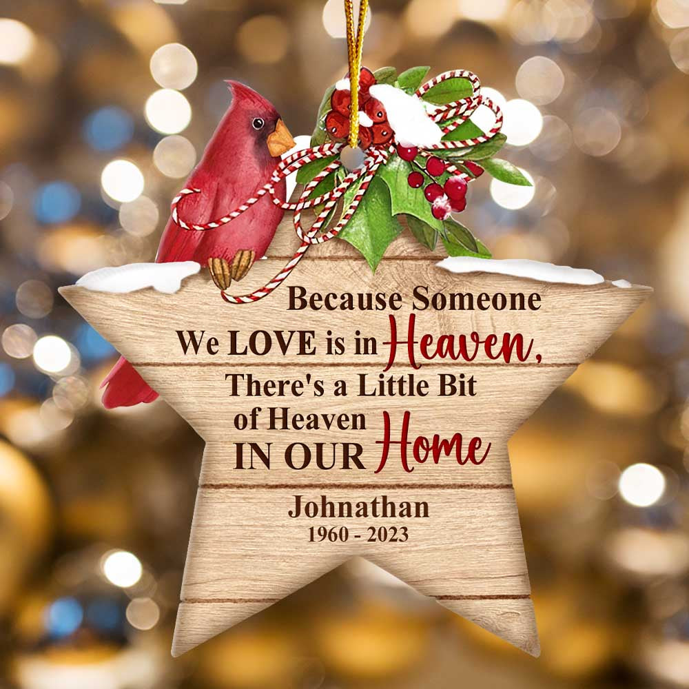 Personalized Cardinal Memorial Because Someone We Love is in Heaven Ornament 30095 Primary Mockup