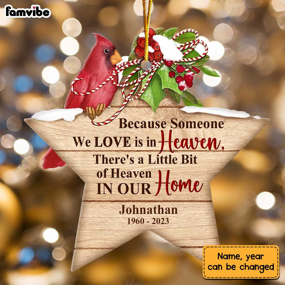 Personalized Cardinal Memorial Because Someone We Love is in Heaven Ornament 30095 Primary Mockup