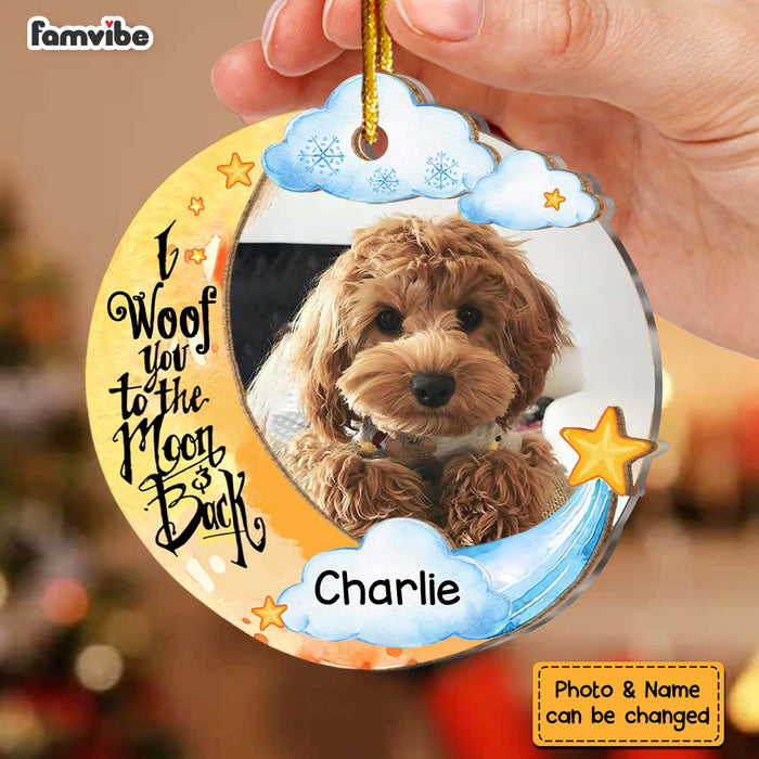 Personalized I Woof You To The Moon And Back Dog Lovers 2 Layered Mix Ornament 30106 1