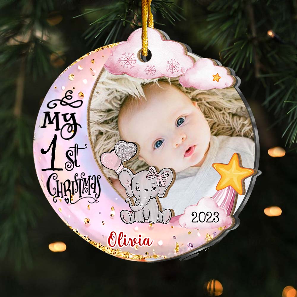 Personalized Baby's First Christmas Animal Upload Photo 2 Layered Mix Ornament 30117 Primary Mockup