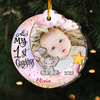 Personalized Baby's First Christmas Animal Upload Photo 2 Layered Mix Ornament 30117 thumb 1